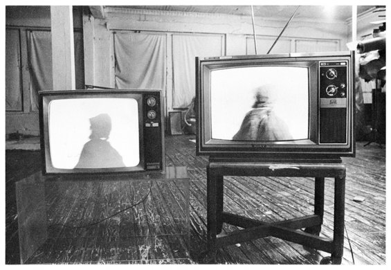 Installation view of Howardena Pindell's Free, White and 21, 1980