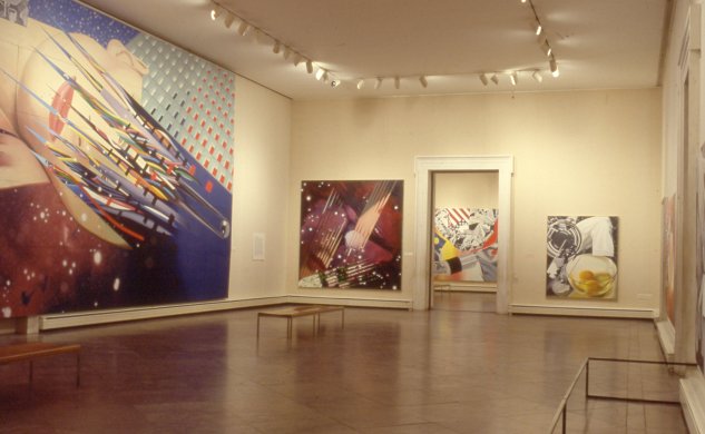 Installation view of James Rosenquist: Paintings, 1961–1985