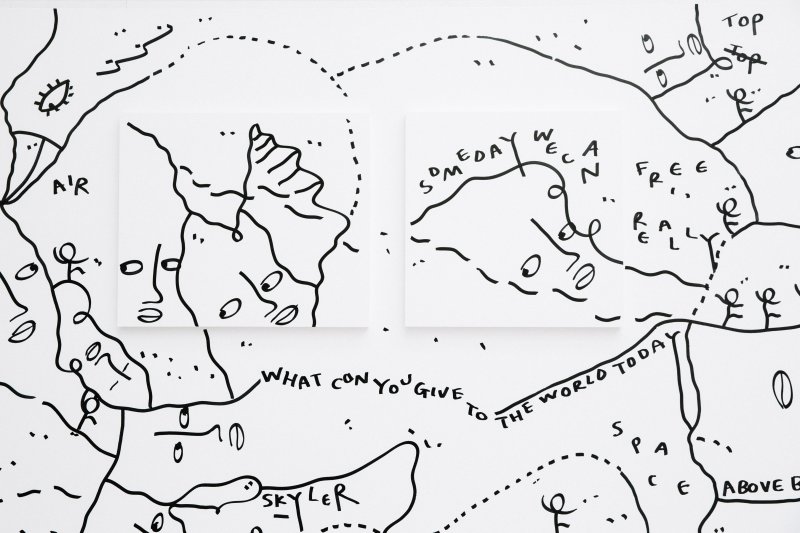 Detail of a mural that's part of Shantell Martin: Someday We Can