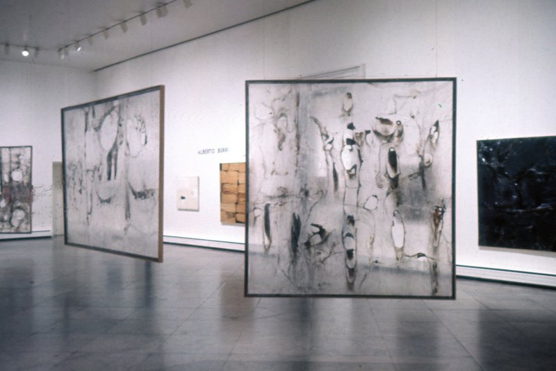 Installation view of Alberto Burri at the Albright-Knox