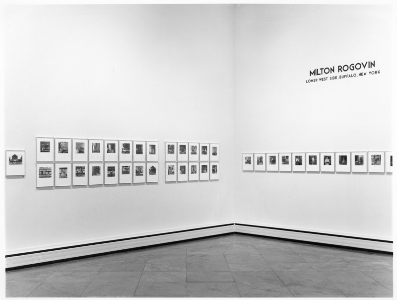 Installation view of Lower West Side, Buffalo, New York: Photographs by Milton Rogovin (Albright-Knox Art Gallery, Buffalo, New York, September 27–November 9, 1975)