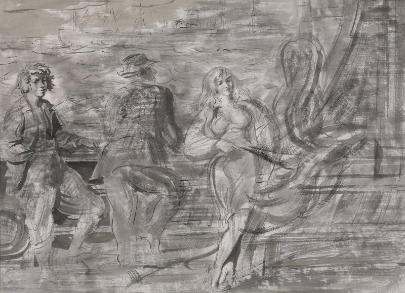 Two Girls and a Man by Reginald Marsh
