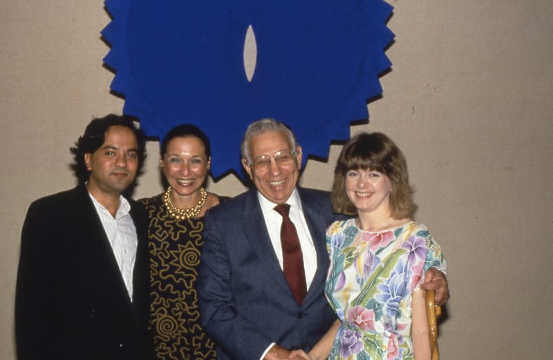 Anish Kapoor with Barbara Gladstone, Armand Castellani, and Albright-Knox Assistant Curator Helen Raye at the Members' Preview of Anish Kapoor