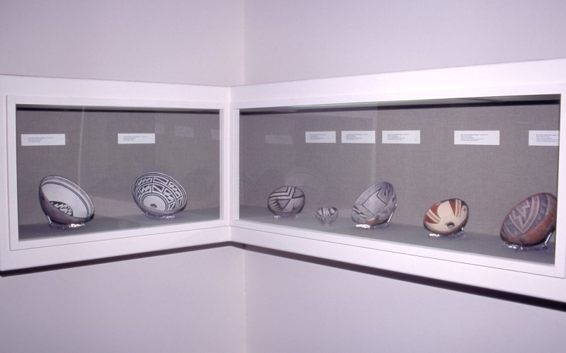 Installation view of The Mimbres Bowl: Painted Funerary Ware of the Ancient Southwest 