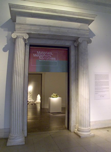 Installation view of Materials, Metaphors, Narratives: Work by Six Contemporary Artists