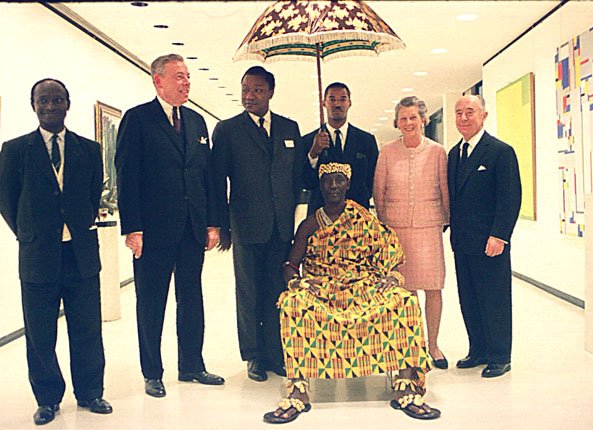 Gordon M. Smith and Seymour H. Knox, Jr., with Ebenezer Moses Debrah, the ambassador from Ghana to the United States, and Nana Kwaku Dua, the Agogohene of Ashanti Akim, the traditional King of Ghana.