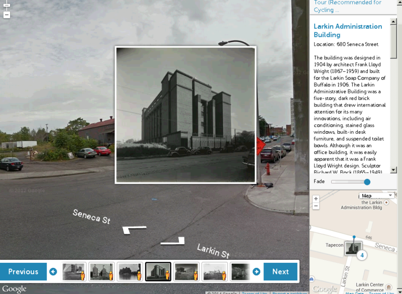 Screenshot of the Larkin Administration Building on Historypin
