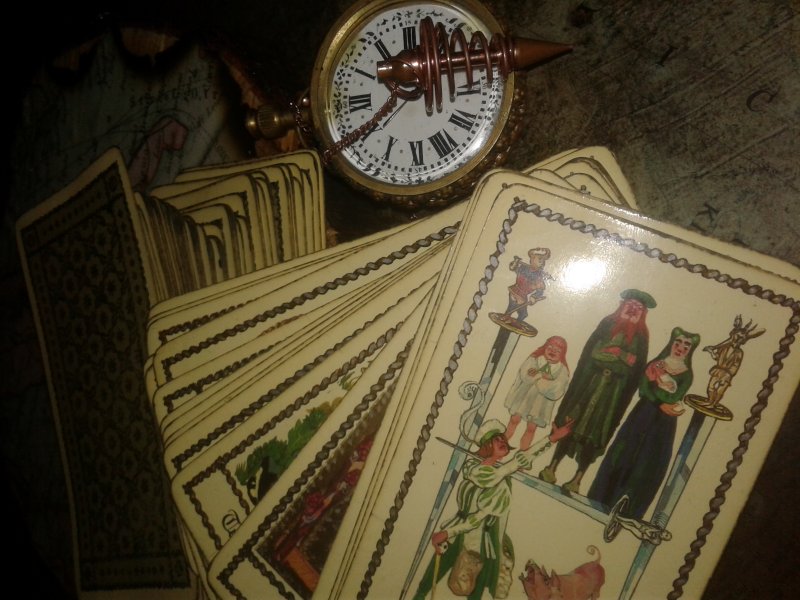 Tarot cards and watch
