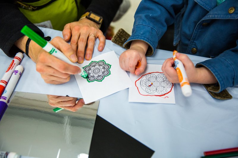 Students work on an art activity