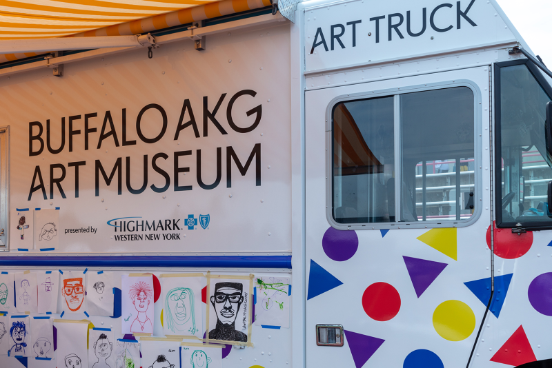 Buffalo AKG Art Museum Art Truck with drawings stuck on it 