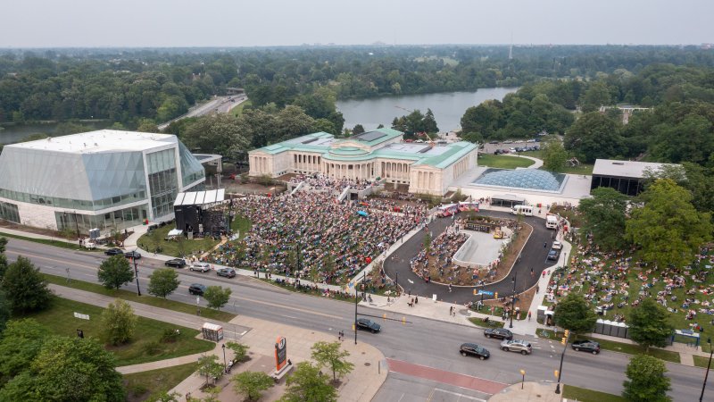 An aerial view of the Buffalo Philharmonic Orchestra on the Great Lawn event