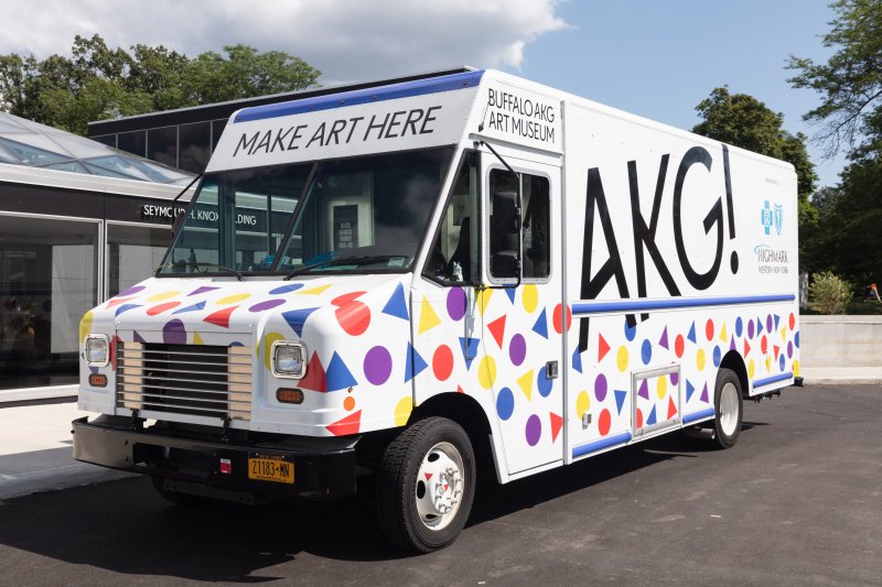 Buffalo AKG Art Truck parked outside of the Knox Building