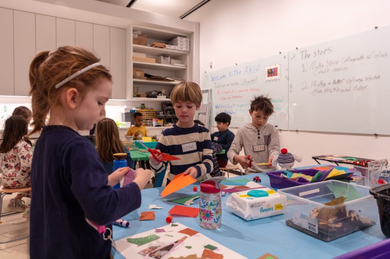 Young children in an art class