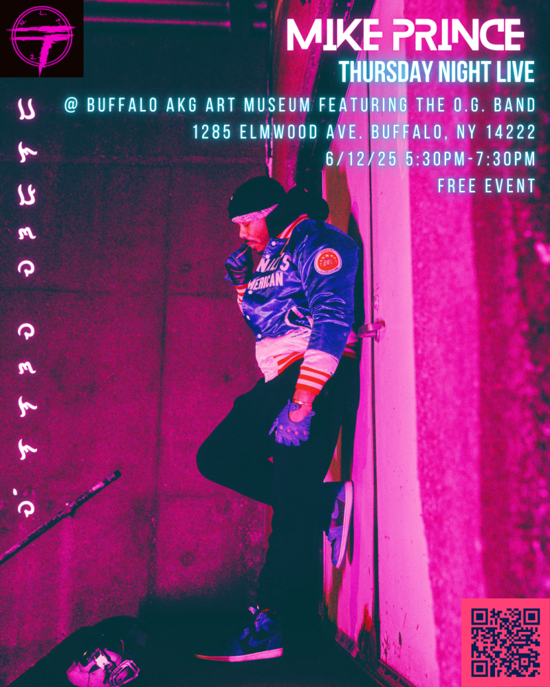 Pink and purple poster of a person leaning against a wall