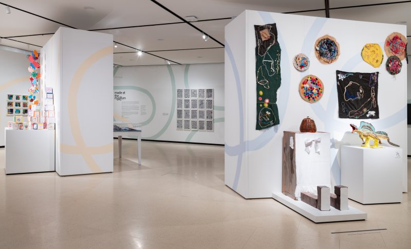 Installation view of colorful exhibition