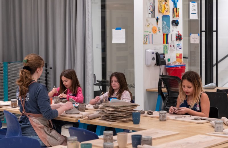 Students in a clay class