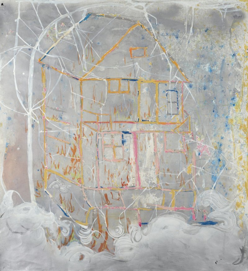 Rodney Taylor painting of a house in shades of light blue
