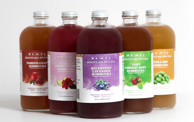 Bootleg Bucha bottles