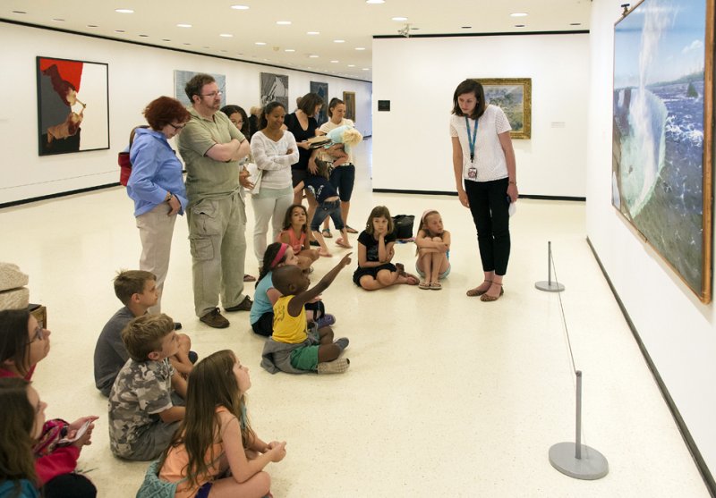 Families on a tour of the museum