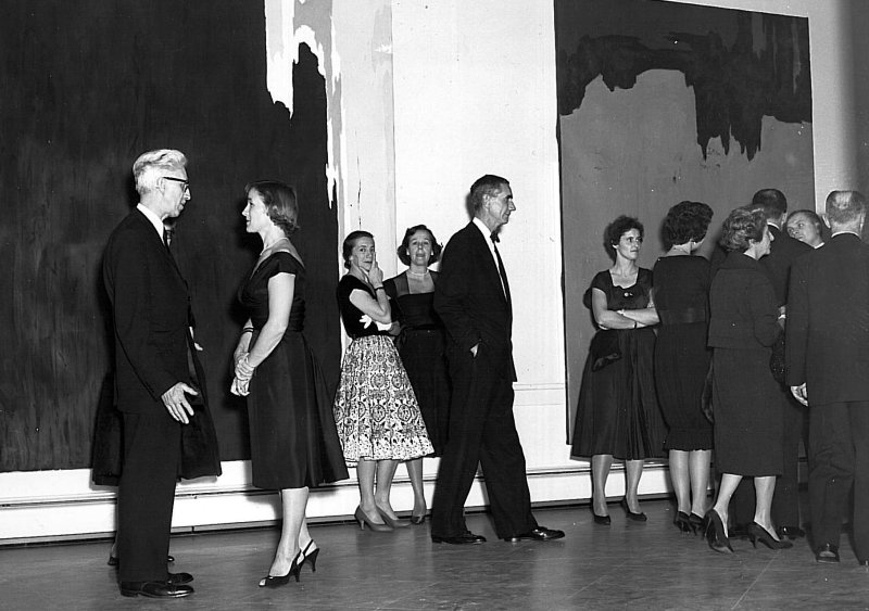 The artist and others at the Members’ Opening for Paintings by Clyfford Still