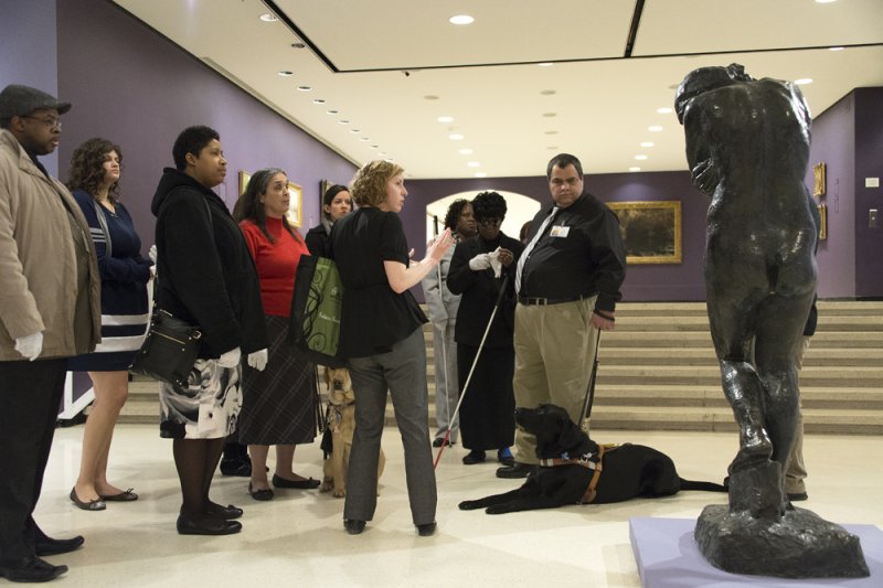 Adults who are blind and partially sighted on a Verbal Description Sensory Tour.