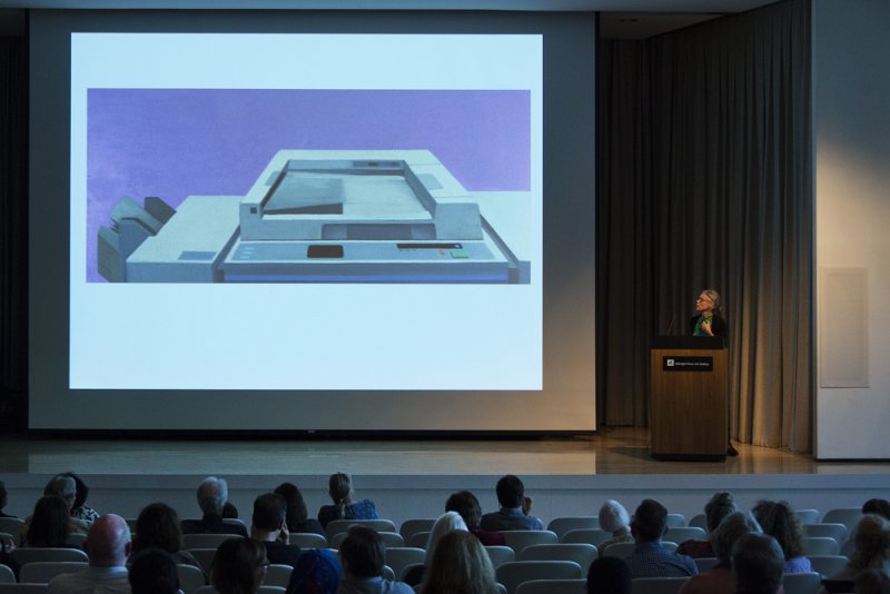 Artist Joan Linder gives a talk in the Auditorium