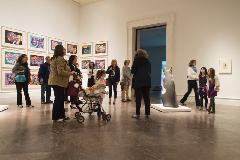 Families on a tour of animal-themed artwork