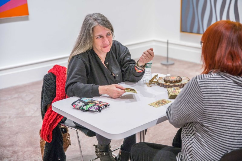 Onyx gives tarot readings in the museum