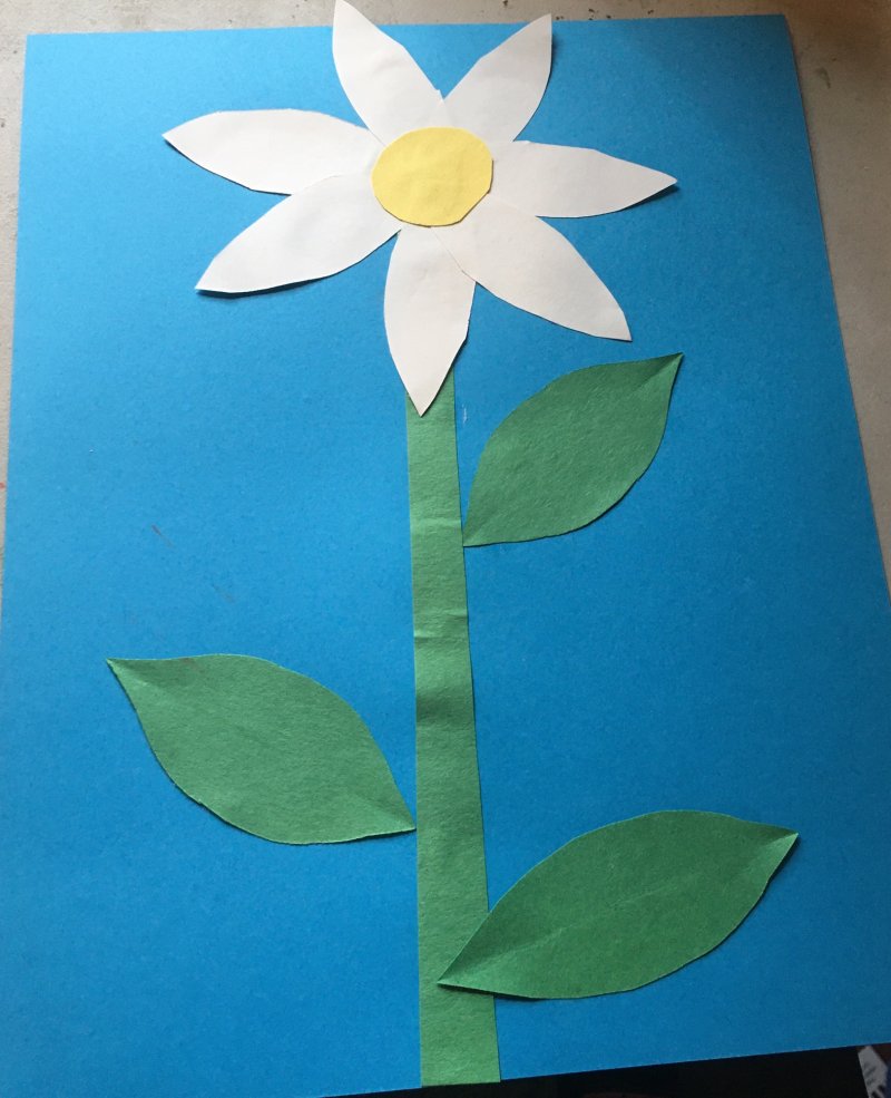 A paper collage of a white daisy