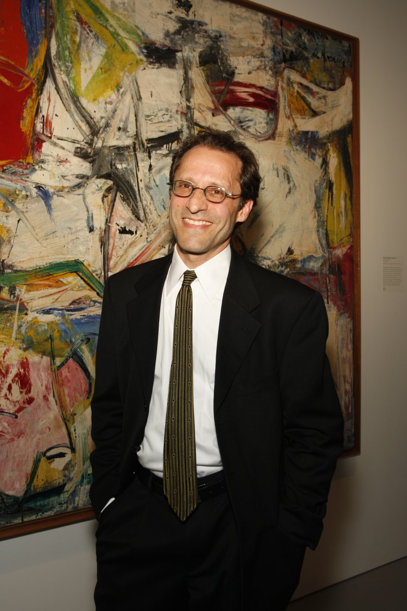 Doug Dreishpoon in front of Willem de Kooning's Gotham News, 1955