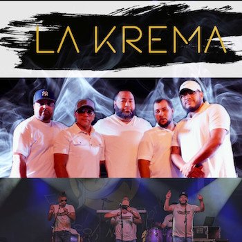 A group of five men with the words "LA KREMA" above them