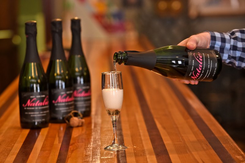 Sparkling wine being poured