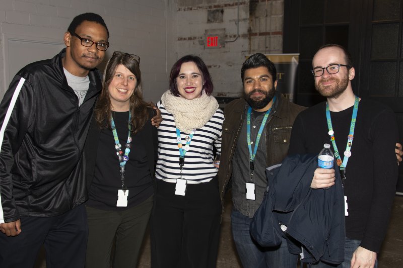 A Black man, a white woman, an Asian American woman, a Latinx man, and a white man