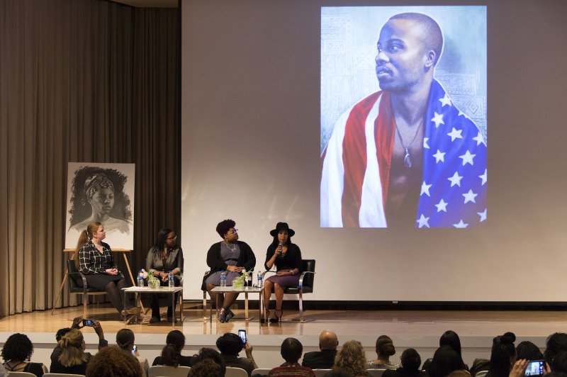 Cathleen Chaffee, Keah Brown, Chanel Thervil, and Julia Bottoms on stage in the Auditorium