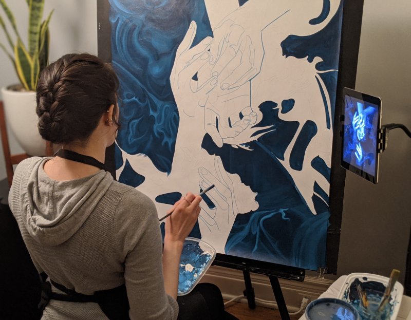 A woman painting