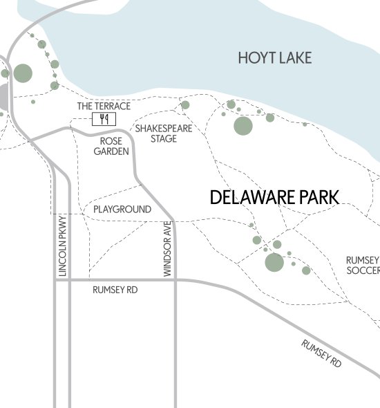 Map of the Buffalo AKG campus and Delaware Park